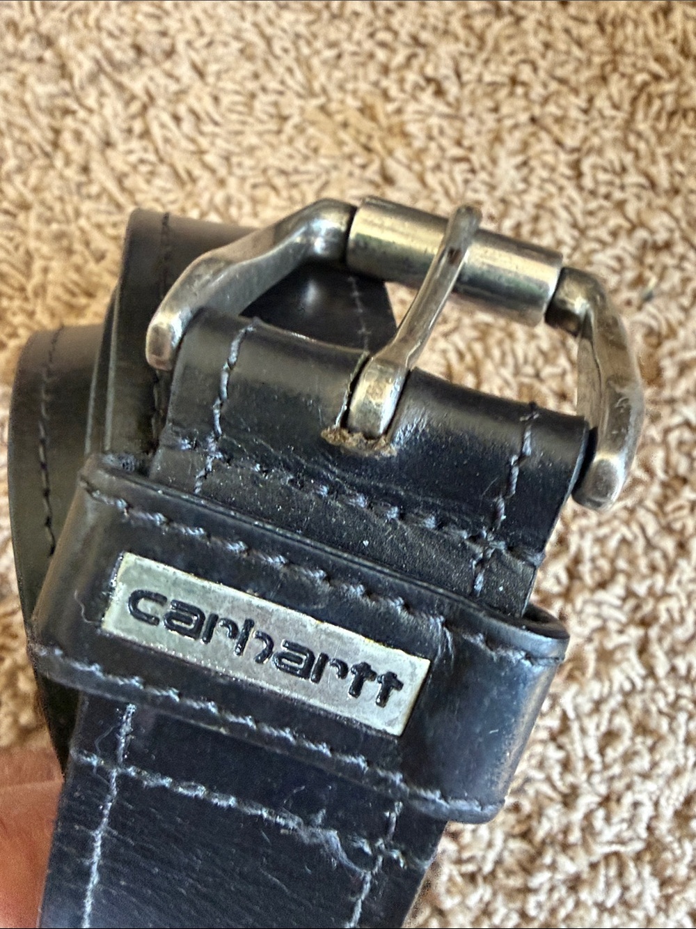 Carhartt Black Leather Belt with Metal Buckle